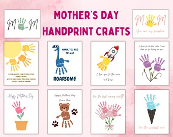Mother's Day Handprint Keepsake Craft Bundle Card Gift Kids Art Baby Memories Printable Template Craft Pages