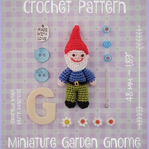 Miniature Garden Gnome AMIGURUMI Crochet PATTERN image 2