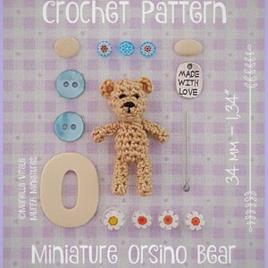 Miniature Orsino Bear AMIGURUMI Crochet PATTERN image 2