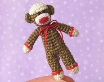 Miniature Sockmonkey -  AMIGURUMI Crochet PATTERN