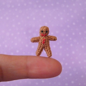 Micro Miniature Gingerbread Man AMIGURUMI Crochet PATTERN image 1