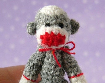 Miniature Punch Sockmonkey -  AMIGURUMI Crochet PATTERN