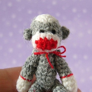 Miniature Punch Sockmonkey AMIGURUMI Crochet PATTERN image 1