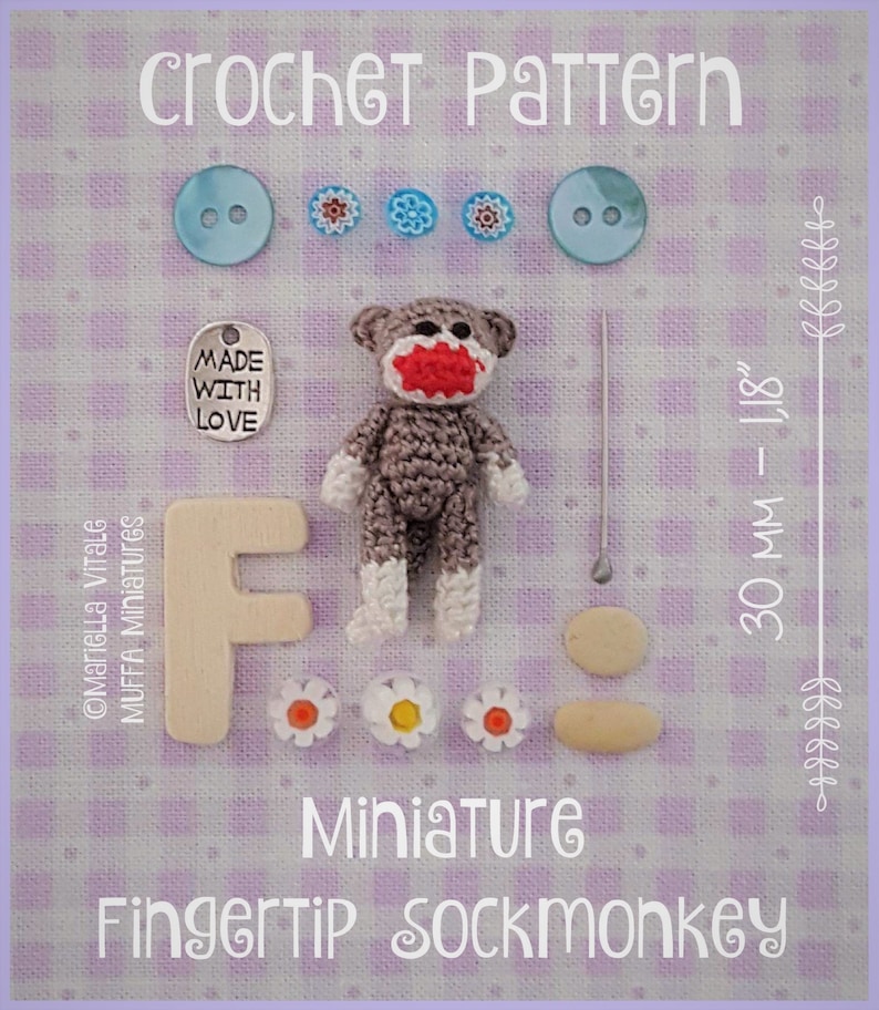 Miniature Articulated Sockmonkey AMIGURUMI Crochet PATTERN image 2