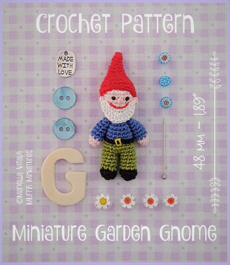 Miniature Garden Gnome AMIGURUMI Crochet PATTERN image 2