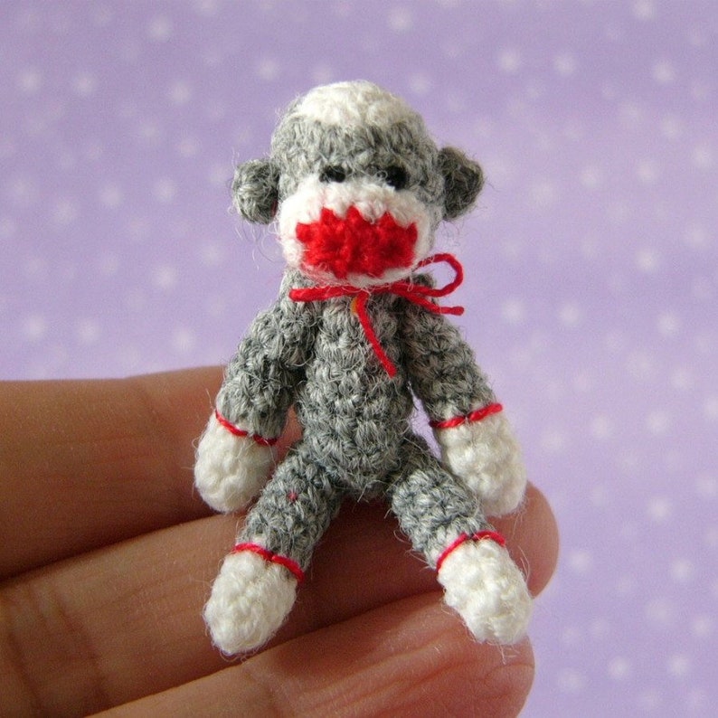 Miniature Punch Sockmonkey AMIGURUMI Crochet PATTERN image 1