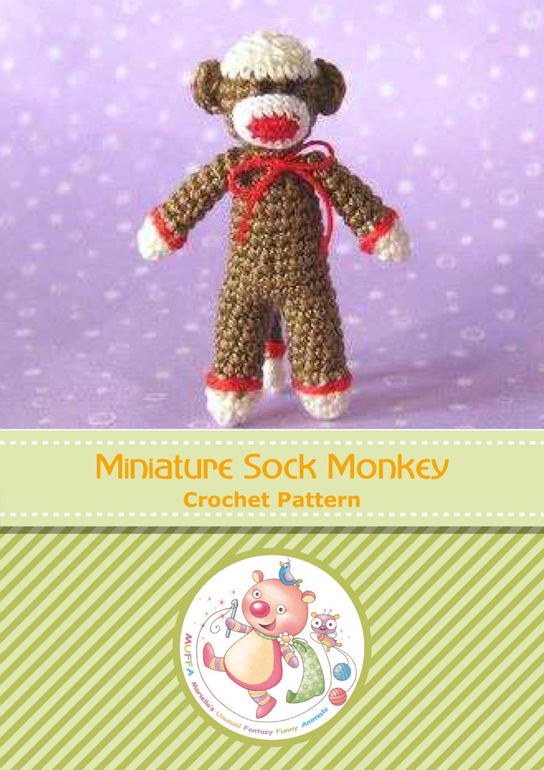 Miniature Sockmonkey AMIGURUMI Crochet PATTERN image 4