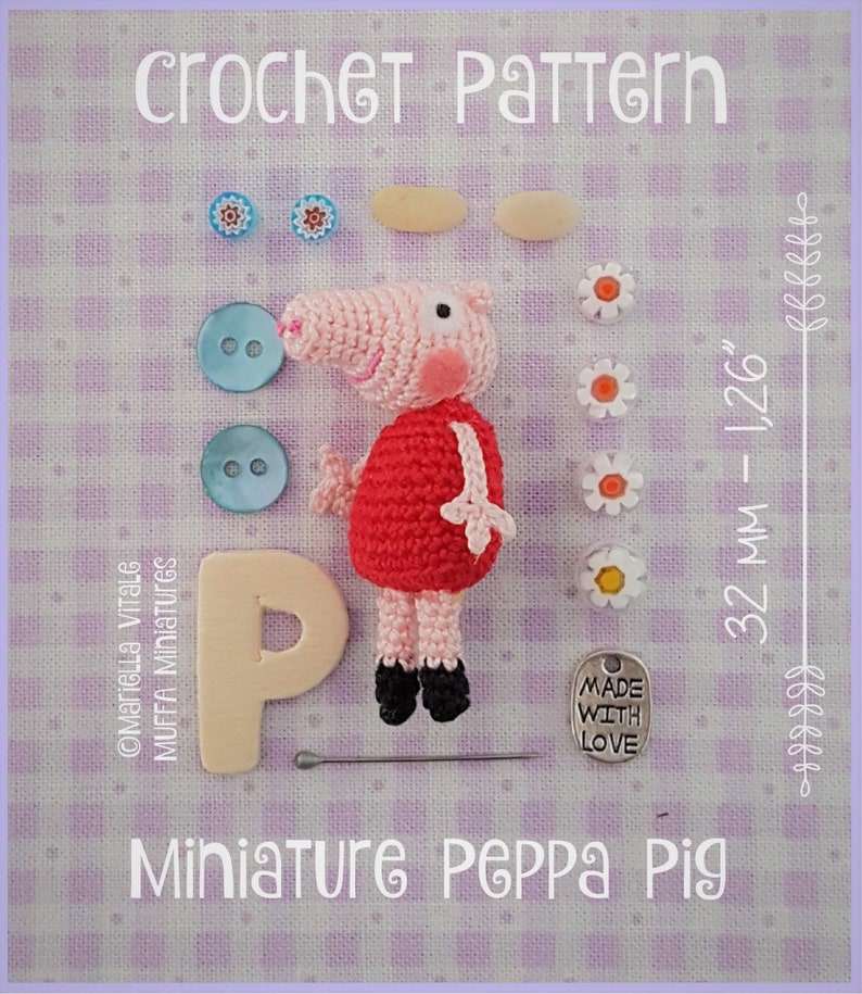 Miniature Peppa Pig AMIGURUMI Crochet PATTERN image 2