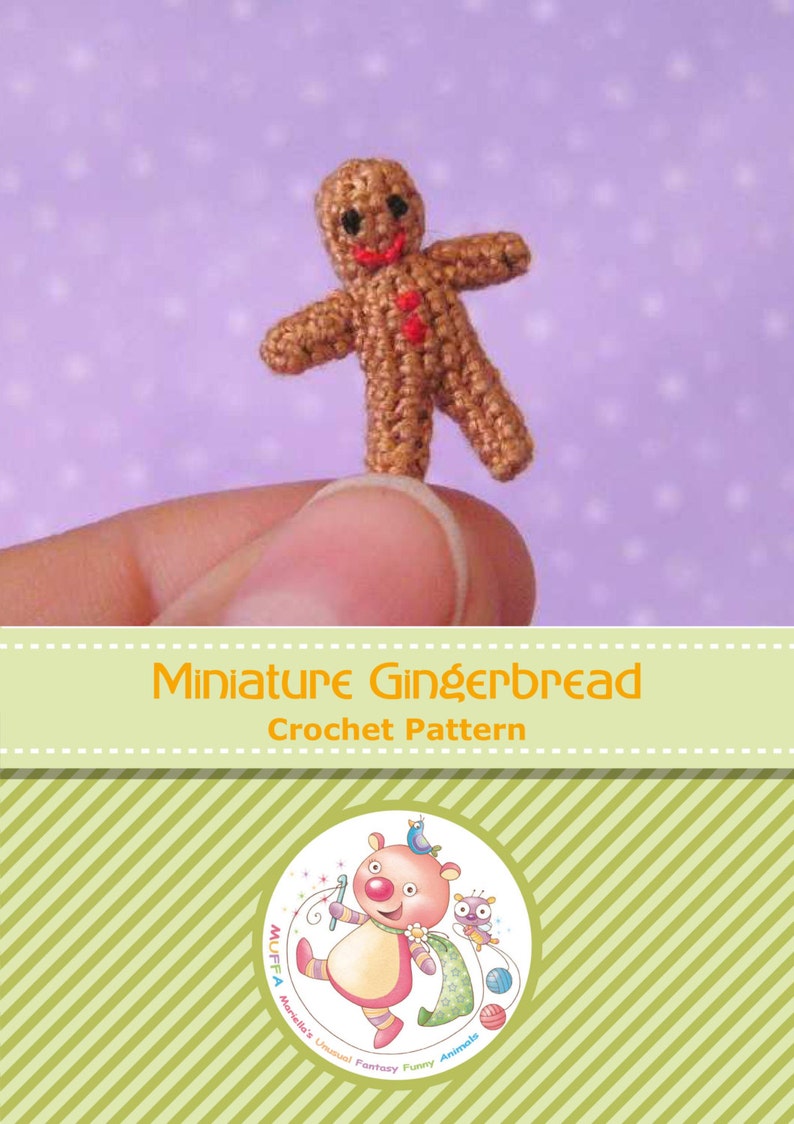 Micro Miniature Gingerbread Man AMIGURUMI Crochet PATTERN image 5