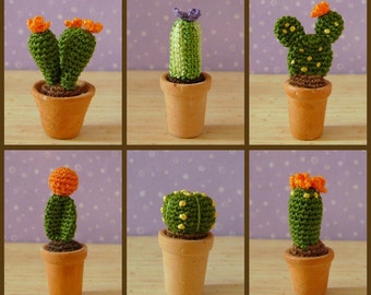 Miniature Cactus Plants -  AMIGURUMI Crochet PATTERN