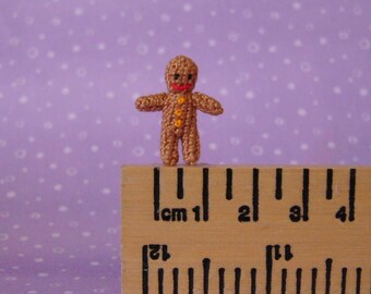 Micro Miniature Crochet Gingerbread Pattern – Tiny Amigurumi Holiday Ornament