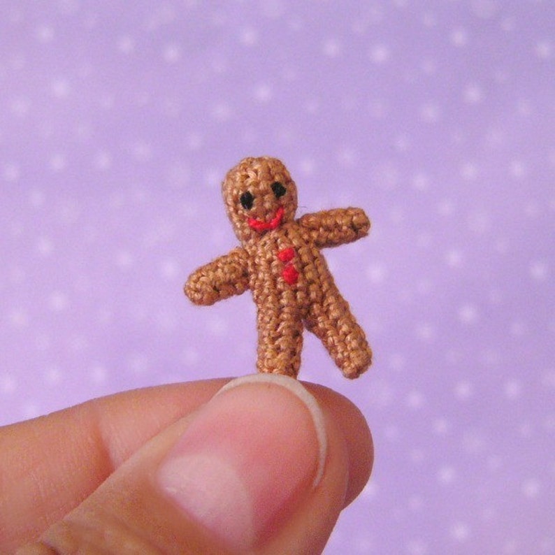 Micro Miniature Gingerbread Man AMIGURUMI Crochet PATTERN image 2