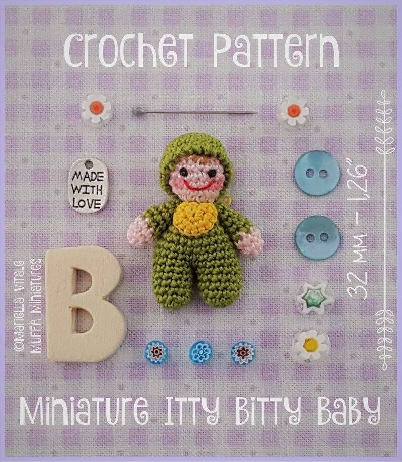 Miniature Itty Bitty Baby Doll AMIGURUMI Crochet PATTERN image 2