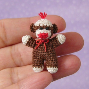 Miniature Baby Sockmonkey AMIGURUMI Crochet PATTERN image 1