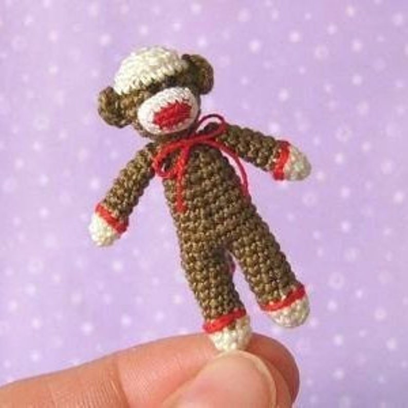 Miniature Sockmonkey AMIGURUMI Crochet PATTERN image 1