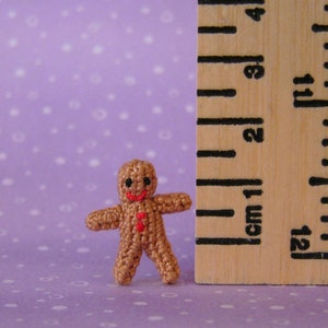 Micro Miniature Gingerbread Man AMIGURUMI Crochet PATTERN image 4
