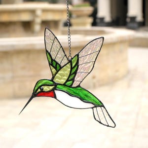 Stained Glass Window Hangings,Hummingbird Stained Glass Bird,100% Handmade Stained Glass Window Decor,Home Decor,Wall Art,Mother&#39;s Day Gift