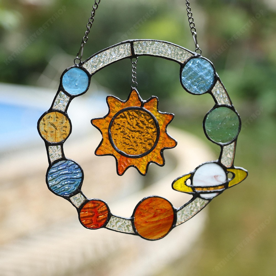 Solar System Stained Glass Suncatcher,handmade Solar System Glass Art ...