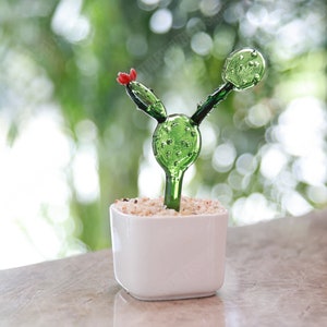 Handmade Glass cactu,Glass Succulent Potted Plant,Handmade Glass Art ,Stained Glass,Artificial Plant,Cactus Lover,Office Decor,Birthday Gift