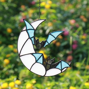 Gothic Suncatcher Bat Glass Window Hanging,100% Handmade Window Decor,Glass Art,Gothic Suncatcher,Stained Glass Bat,Halloween Suncatcher