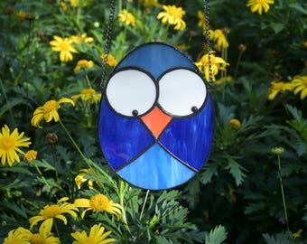 Ręcznie wykonany witrażowy łapacz słońca w kształcie ptaka, urocza ozdoba do okna