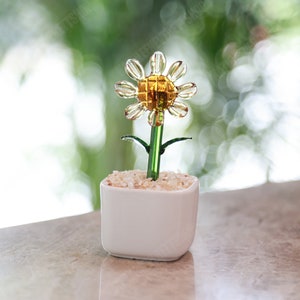 Handmade Glass Cactu,Glass Succulent Potted Plant,Handmade Glass Art ,Office Decor Sunflower,Artificial Plant,Cactus Lover,Stained Glass Art