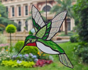 Handgefertigter Glasmalerei Kolibri Suncatcher, Garten-Fenster-Kunst-Dekor