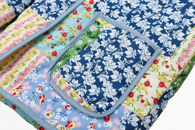 Cappotti da giacca vintage patchwork trapuntati fatti a mano, nuovo stile, Boho, giacca trapuntata a fiori verdi, primavera 2024, giacca Y2k, regalo per la festa della mamma immagine 8