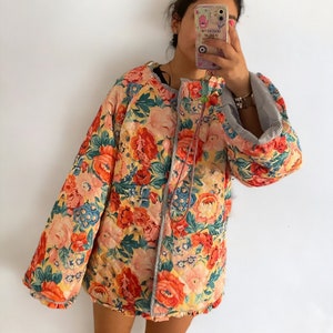 Manteaux matelassés à la main en patchwork de fleurs, nouveau style, vintage, bohème, veste matelassée à fleurs, printemps 2024, veste an 2000, cadeau fête des mères image 4