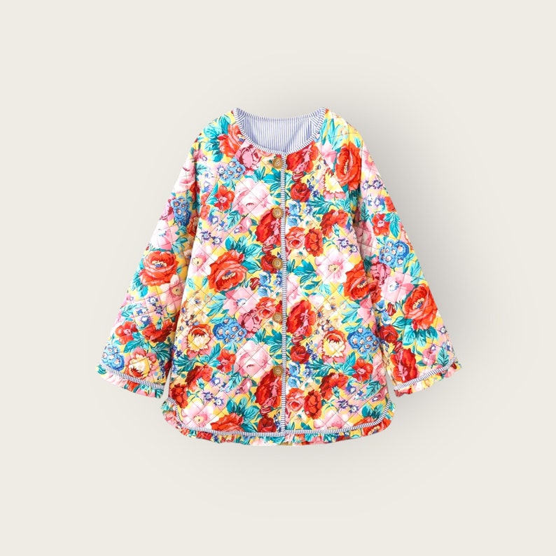 Manteaux matelassés à la main en patchwork de fleurs, nouveau style, vintage, bohème, veste matelassée à fleurs, printemps 2024, veste an 2000, cadeau fête des mères image 5