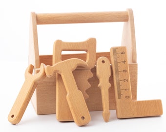 Personalized Wooden Toy Tool Kit: Handmade Montessori Pretend Play Set