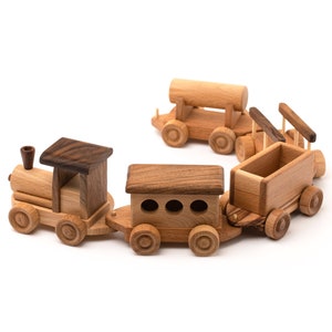 Houten treinspeelgoed, handgemaakte treinset, gepersonaliseerd treinspeelgoed voor peuters, decoratie trein, cadeaus voor kinderen
