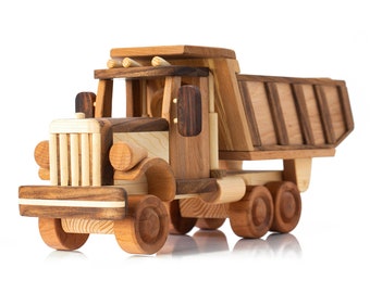 Handmade Wooden Toy Dump Truck: Personalized Kids Birthday Gift