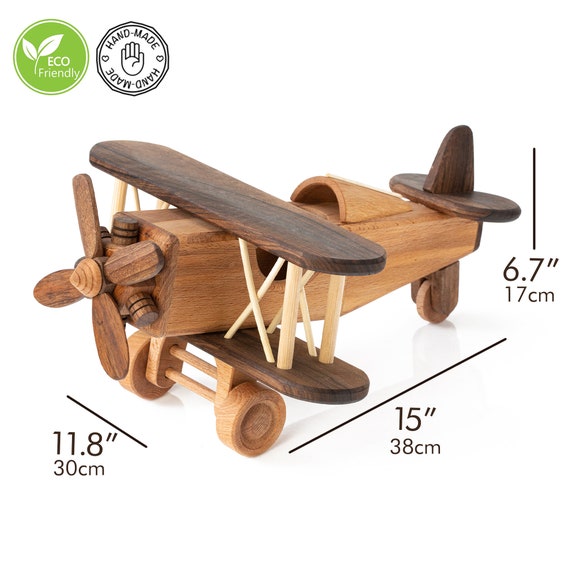 Handmade Wooden Airplane Toy: Personalized Eco-Friendly Gift