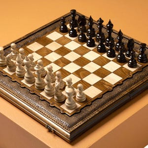 Handcrafted Chess Set: Wooden Chess Board / FREE PERSONALIZATION / 6 SIZES image 1