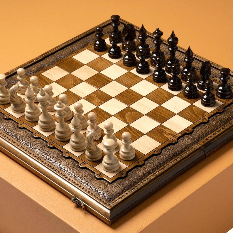 Handcrafted Chess Set: Wooden Chess Board / FREE PERSONALIZATION / 6 SIZES image 1