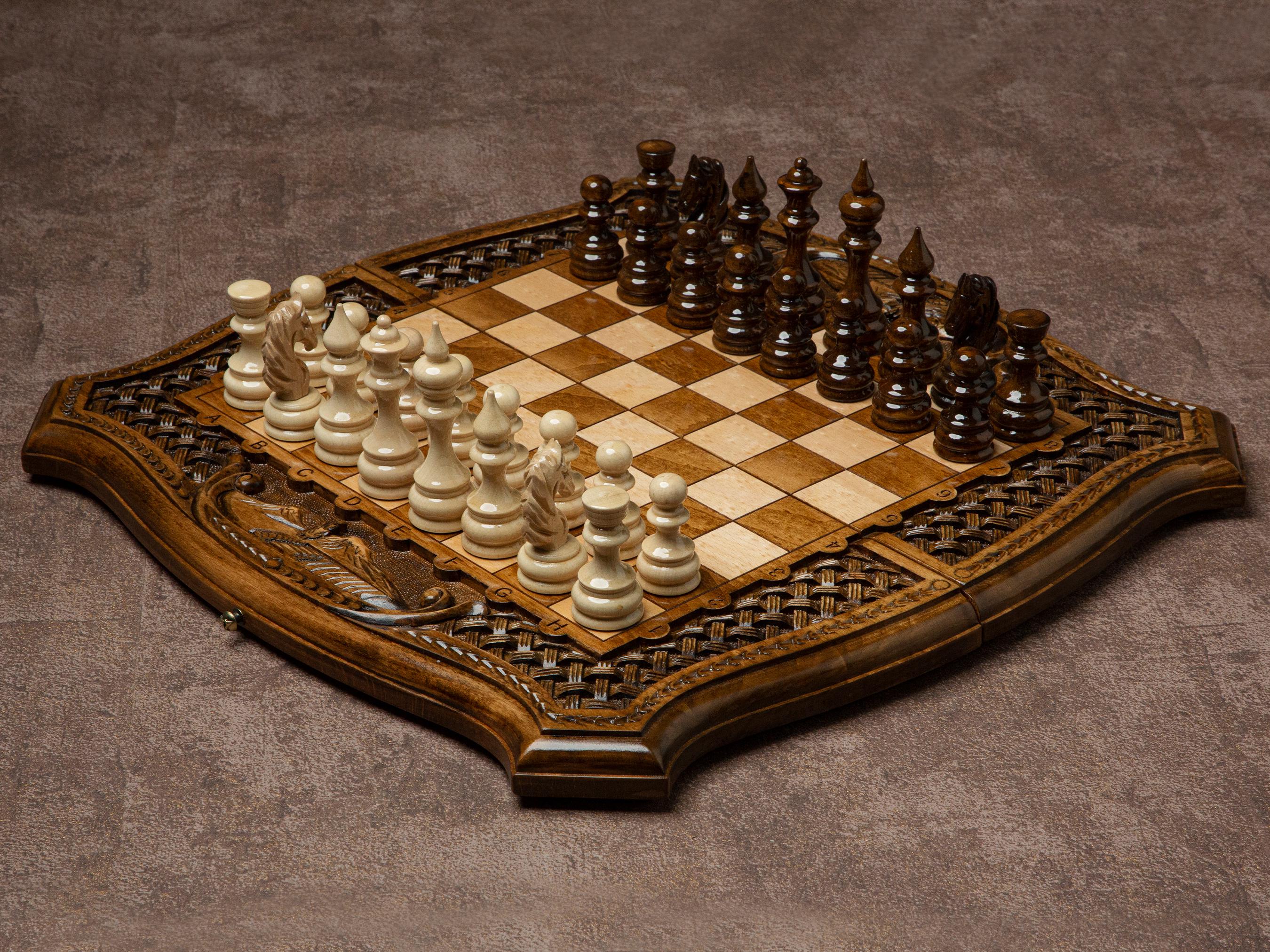 ペルシャ製 ハタムカーリー 手作り チェス＆バックギャモン ボード Chess ＆ Backgammon Board Game Italia / チェス ＆ バックギャモン
