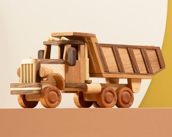 Wooden Toy Dump Truck, Birthday Gift for Boys and Kids / HANDMADE / PERSONALIZED