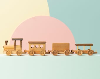 Wooden Train Toy Set: Handmade Toddler Gift