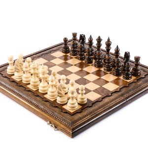Handcrafted Chess Set: Wooden Chess Board / FREE PERSONALIZATION / 6 SIZES image 3