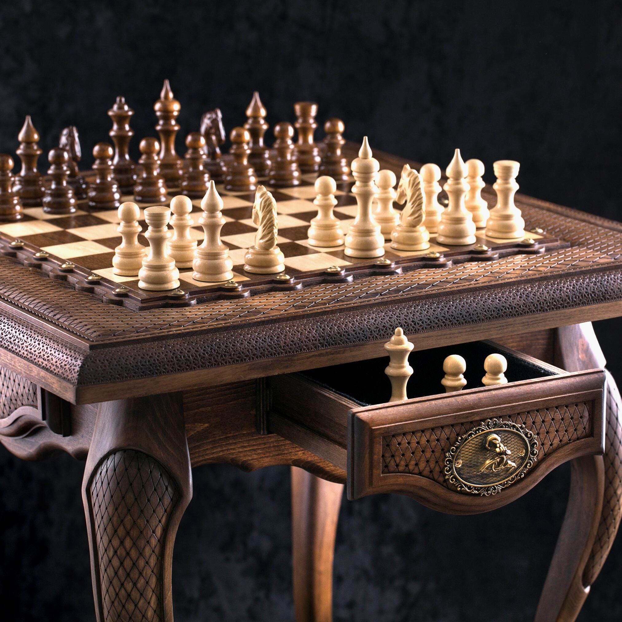 Classic Chess Table with Drawer: Luxury Game Room Furniture - Etsy