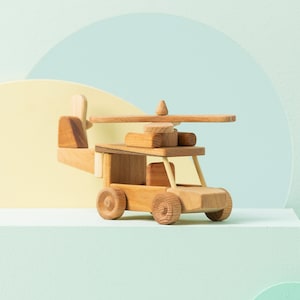 Handmade Wooden Helicopter Toy: Personalized Eco-Friendly Gift