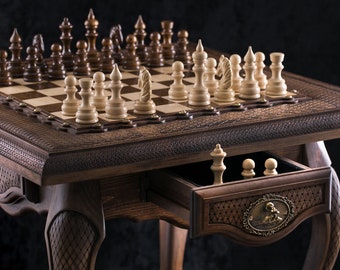 Classic Wooden Chess Table / HANDMADE