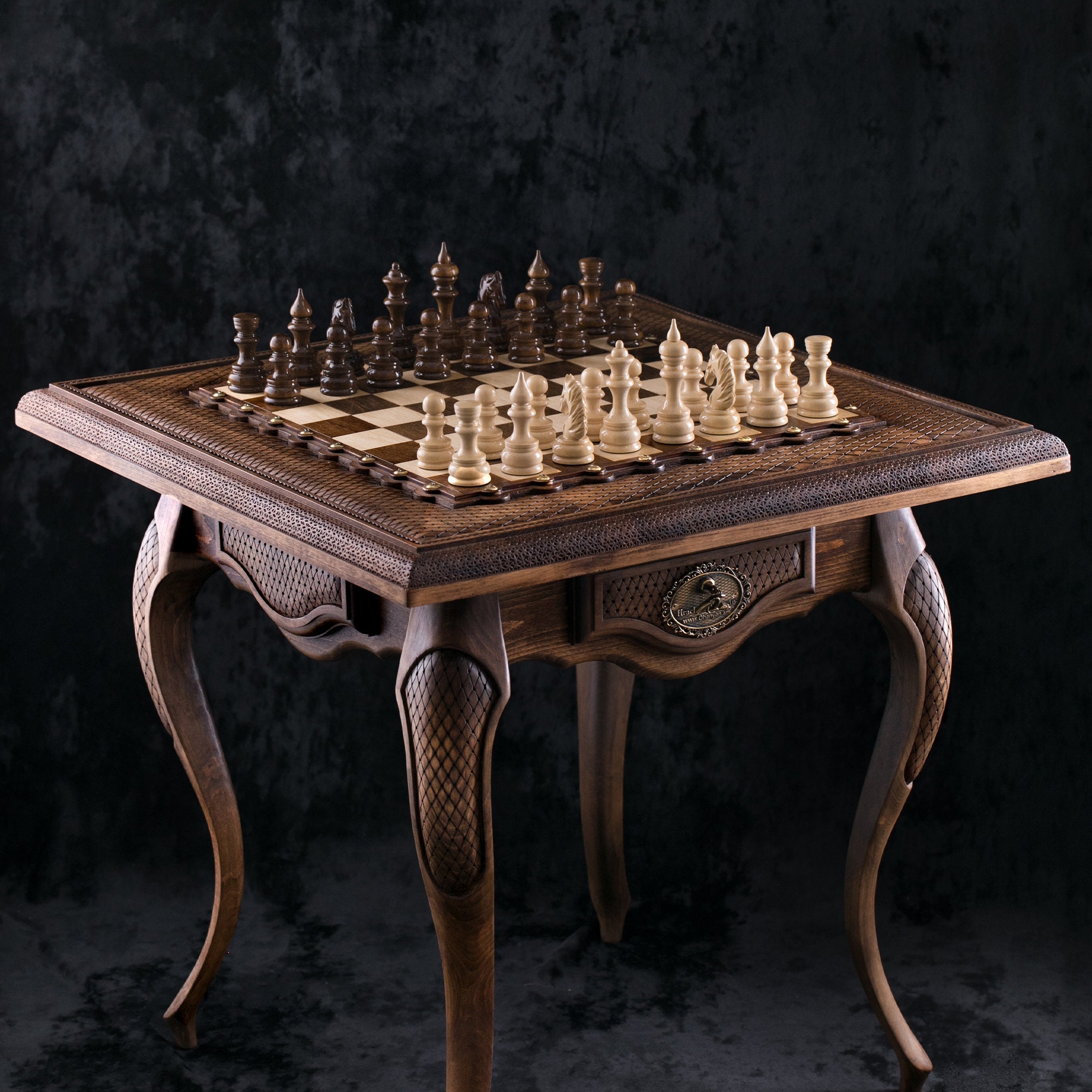 Classic Chess Table with Drawer: Luxury Game Room Furniture - Etsy