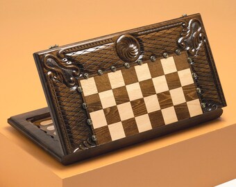 Wooden Chess Set, Handmade Backgammon Board / PERSONALIZED