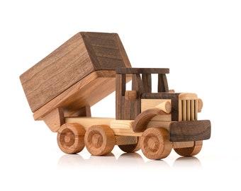 Personalized Wooden Dump Truck Toy: Handmade Timber Truck