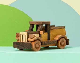 Handmade Wooden Pickup Truck Toy: Personalized Wood Car Gift
