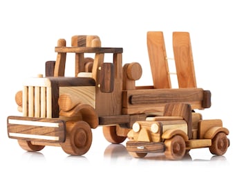 手作りの木製セメントトラックおもちゃ：パーソナライズされた幼児向け