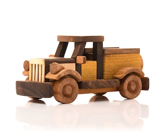 Handmade Wooden Pickup Truck Toy: Personalized Kids Gift