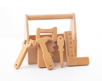 Personalized Wooden Toy Tool Kit: Handmade Montessori Pretend Play Set
